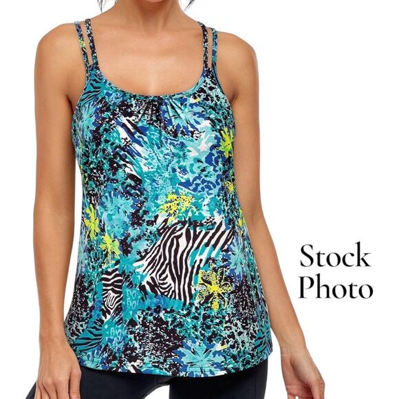 Hibelle Women's Workout Yoga Racerback Tank Top w/Built-in Shelf Bra Size L - Picture 1 of 7